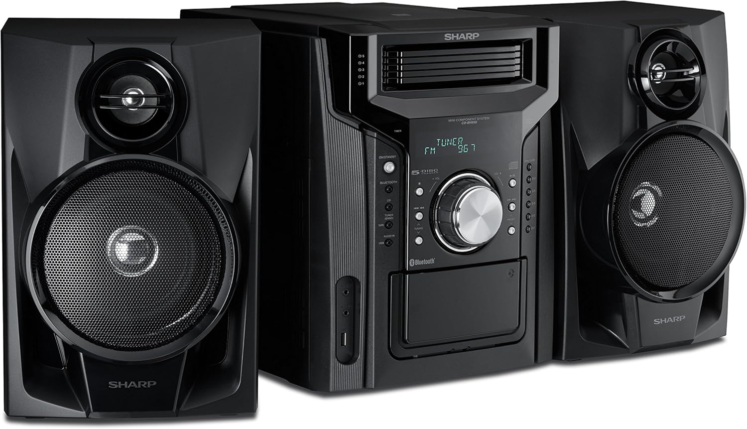 Sharp CD-BH950 Sharp 240W 5-Disc Mini Shelf Speaker System with Cassette and Bluetooth