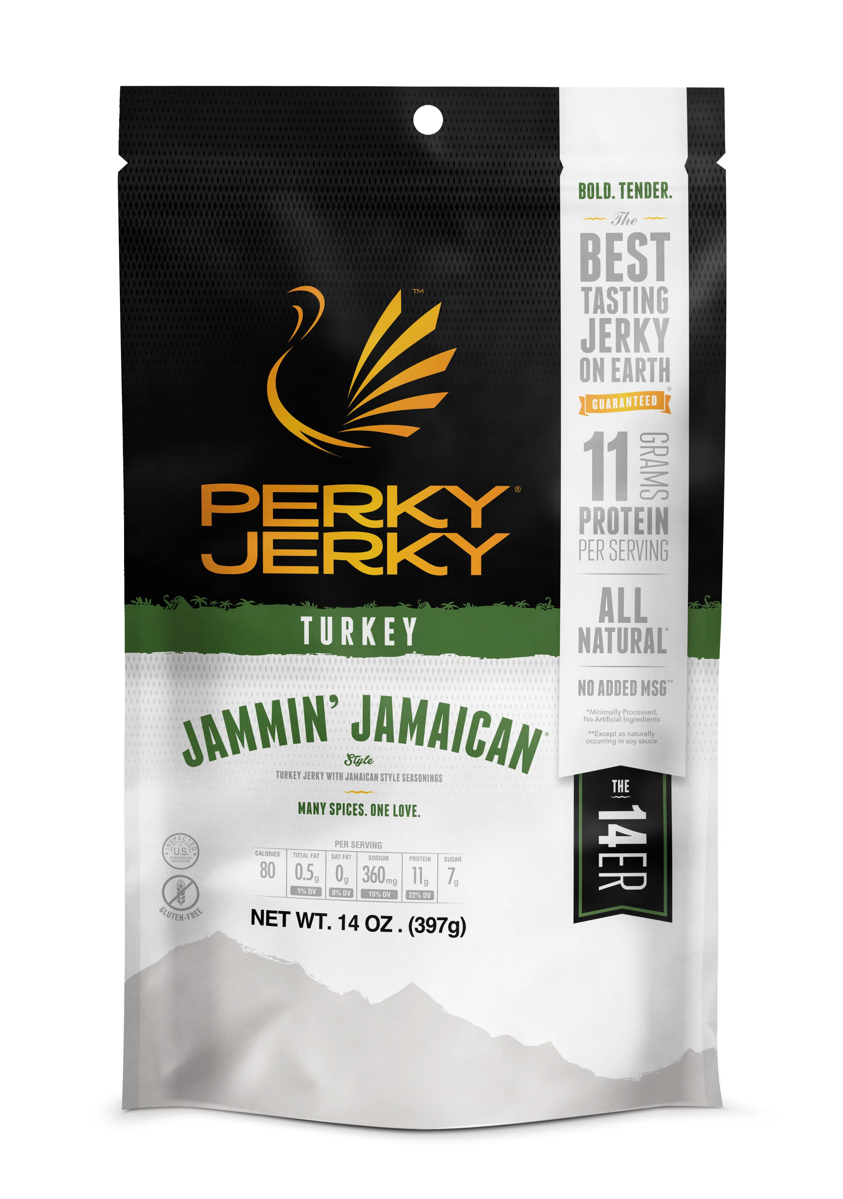 Perky Jerky Turkey Jammin' Jamaican, 14 oz