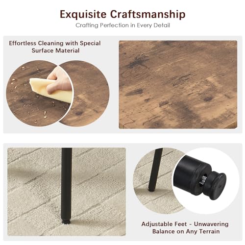 Tatub Bar Table with Stools Set of 2, Industrial 3 Piece Counter Height Small Dining Sofa Table and Chairs Set of 2, Brown