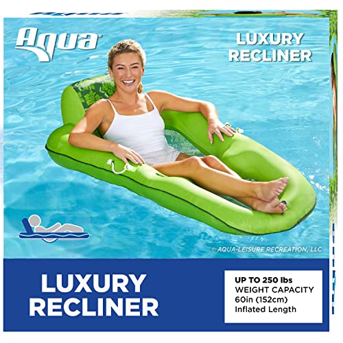 Aqua Campania Ultimate 2-in-1 Pool Float Lounge – Extra Large – Inflatable Pool Floats for Adults with Adjustable Backrest & Cupholder Caddy – Multiple Colors/Styles