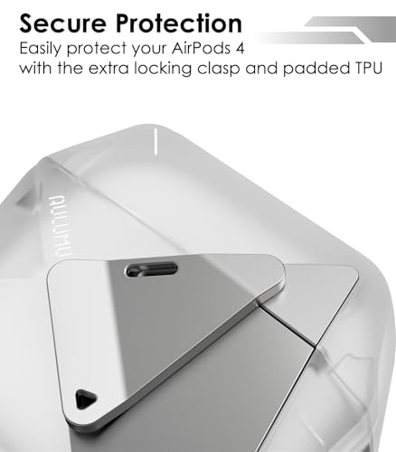 Aulumu A09 Geometric AirPods Pro 2 Case [2nd/1st Generation] with Lock | Protective Cover with Nylon Buckle | Alloy Armour | Compatible with Apple AirPods Pro(2023/2022/2019) - Gray