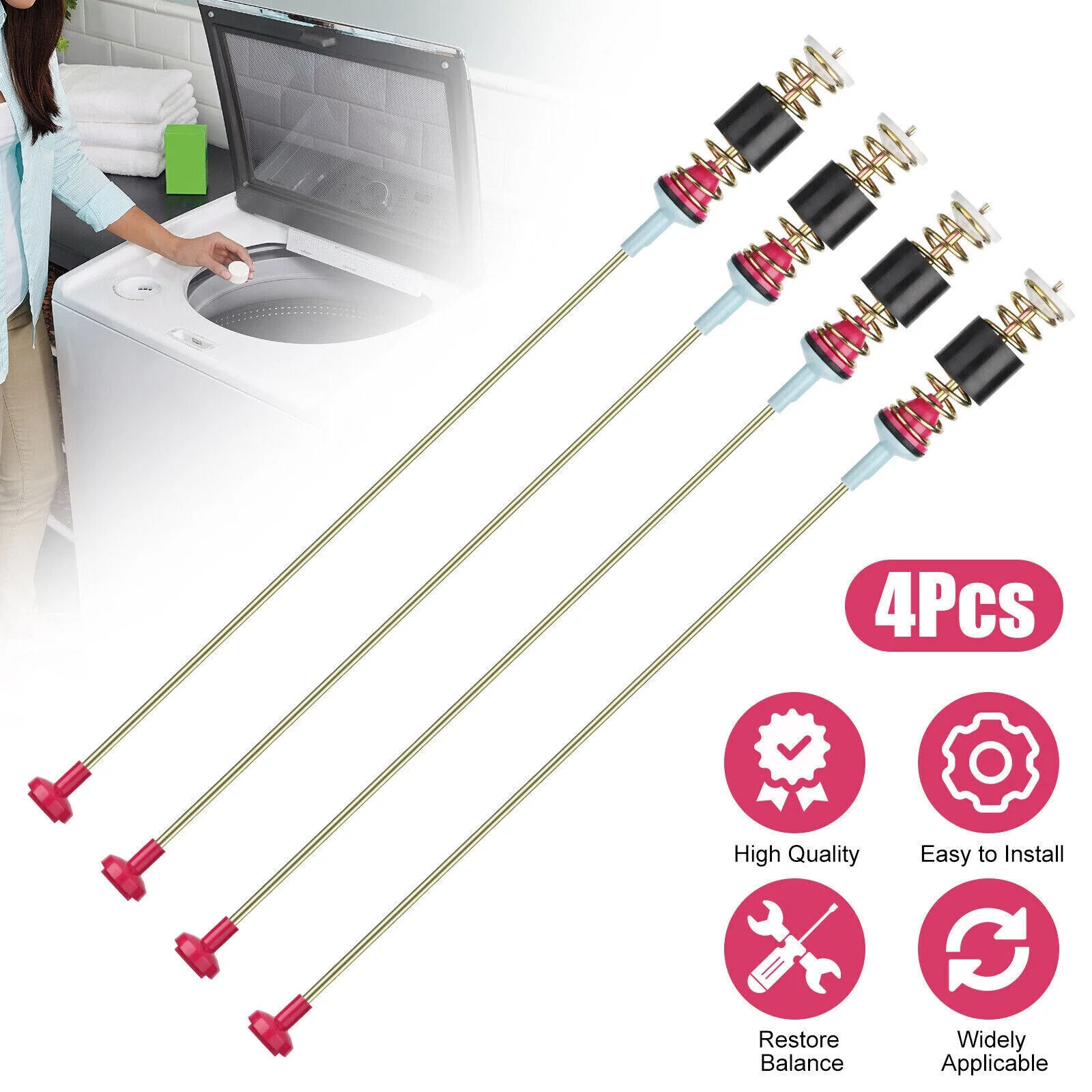 4Pack DC97-16350C Washer Suspension Rod Kit for samsung DC97-16350E DC97-05280W DC97-16350U
