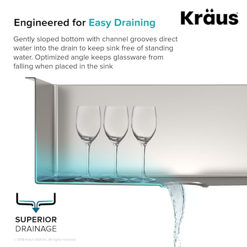 Kraus KHU101-24L Standart PRO 24-inch Undermount 16 Gauge Single Bowl Laundry and Utility Sink, 24 Inch, Tight Radius