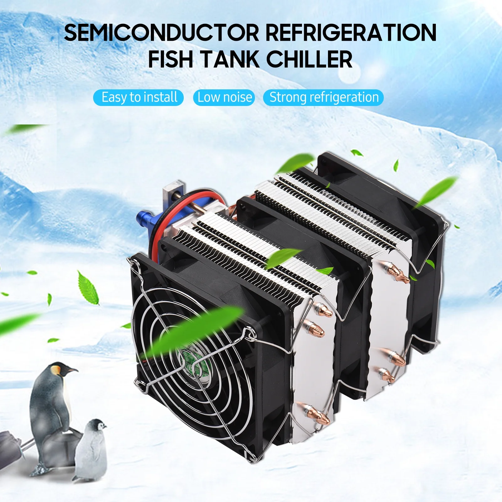Walmeck 120W High Power Semiconductor Refrigeration Fish Tank Chiller  Refrigerator Cooling- Machine Chiller  Cooler Aquarium Chiller with 4pcs Heat Dissipation Copper  for 30 Liters Aquarium