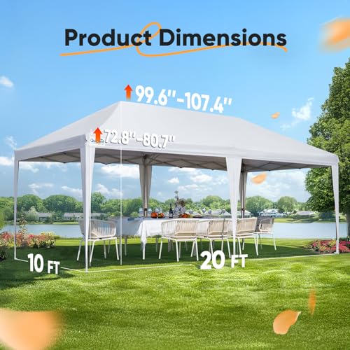 Quictent 10x20ft Easy Pop up Canopy Tent Instant Canopy Shelter Waterproof with Roller Bag