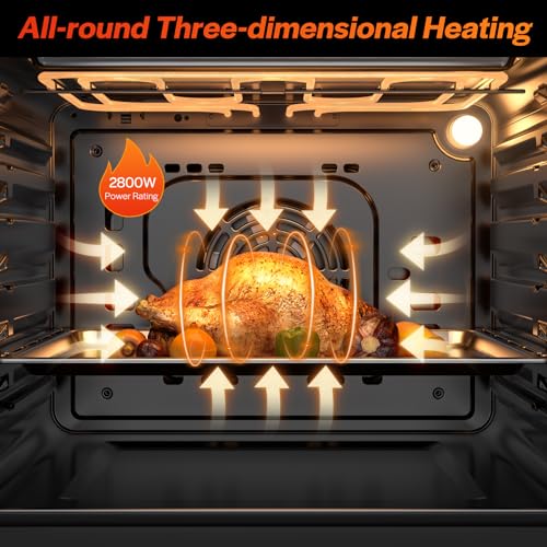 Empava 24 inch Electric Single Wall Oven with 6 Cooking Funcitons, Built-in Convection System with Mechanical Knob Control, Stainless Steel