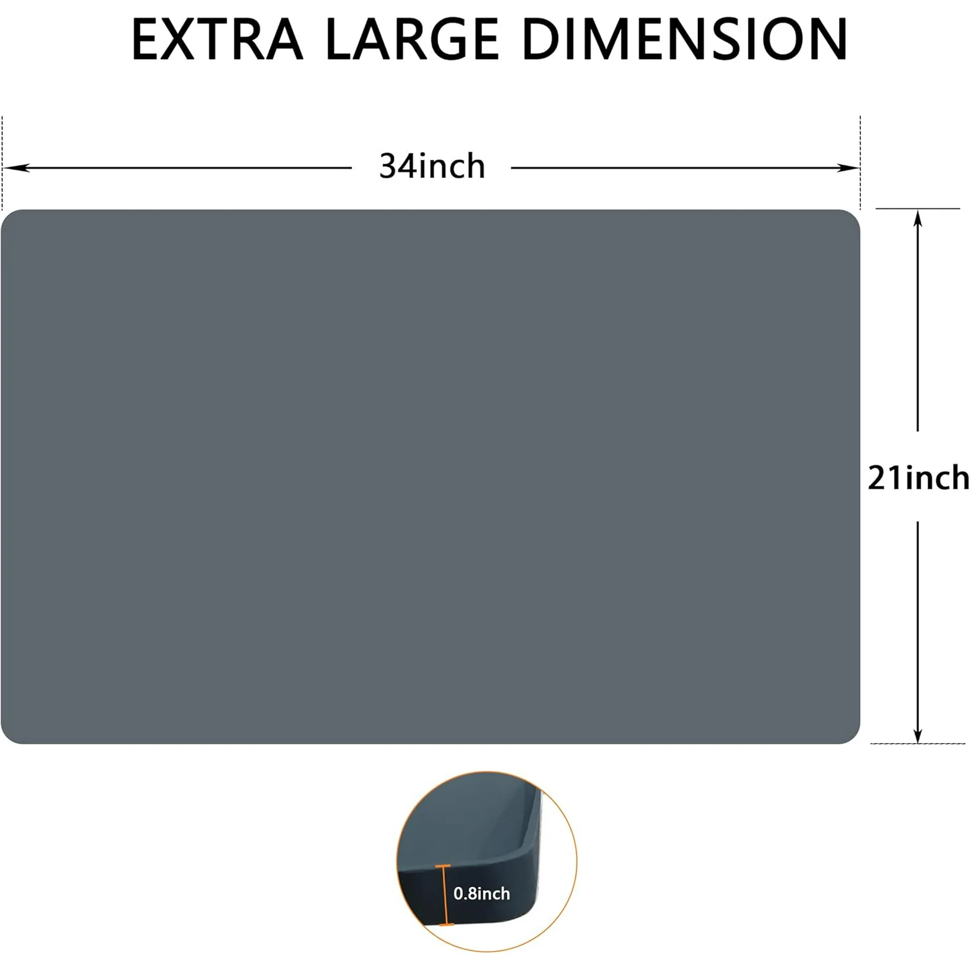 34x21inch Pet Feeding Mat, Slip Resistant & Waterproof Silicone Tray for Dogs and Cats