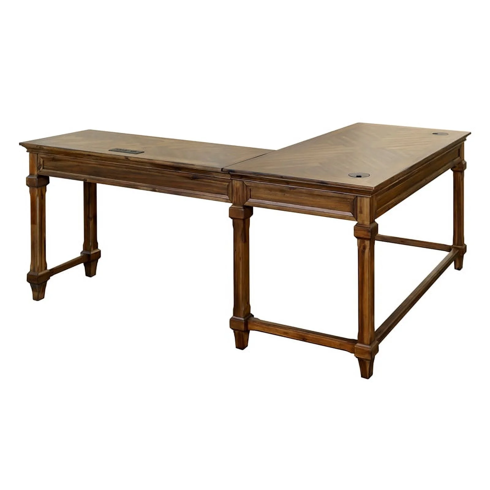 Martin Furniture Wood Open L-Desk & Return Writing Table in Natural Brown