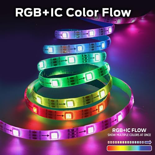 Energizer Smart RGB+IC LED Light Strip, 25 Foot Indoor Wi-Fi Color Flow LED Light Strip, Sound Reactive, Remote Access, Voice Control with Alexa, Siri, Google, Grouping, Scheduling, No Hub Required