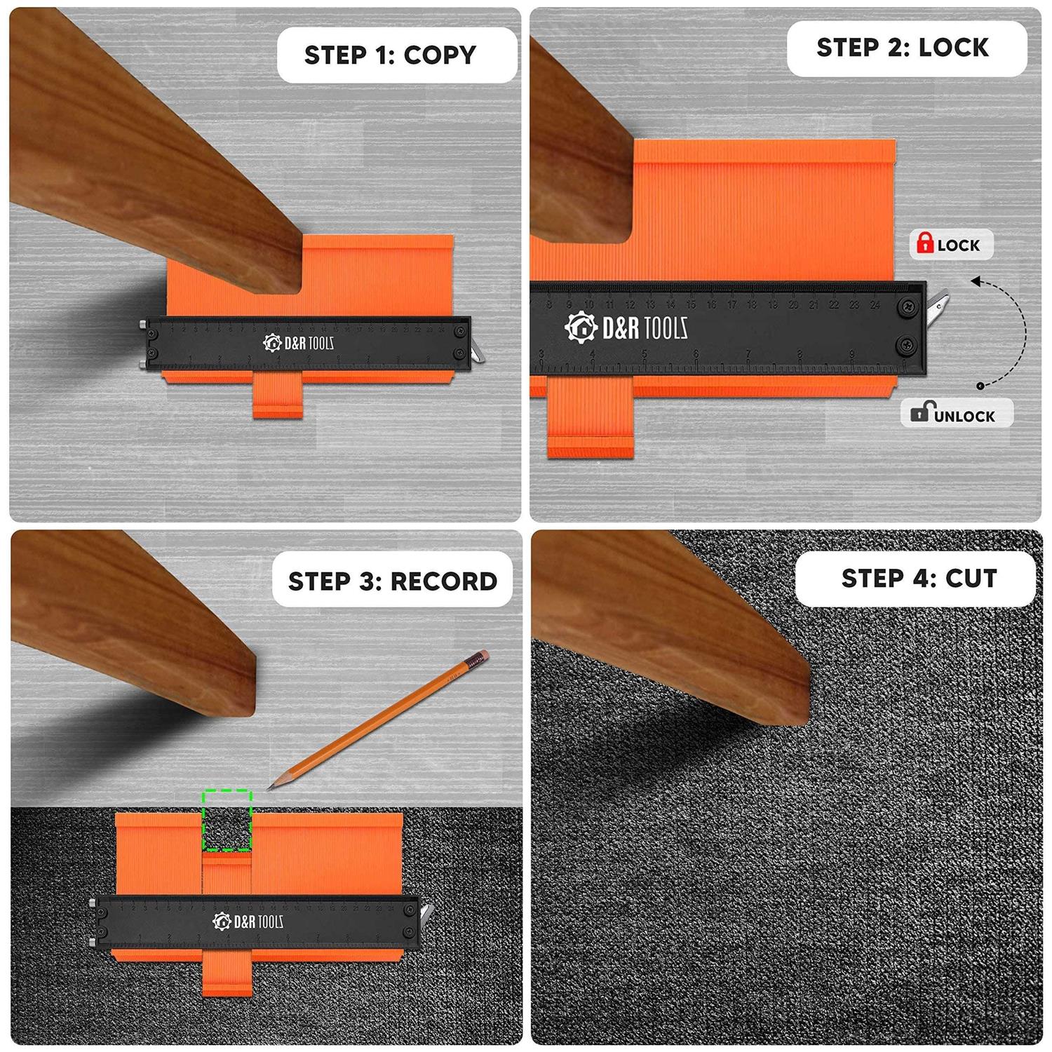 D&R Tools Contour Gauge with Lock Wider Shape Duplication Gauge Tool 5 & 10