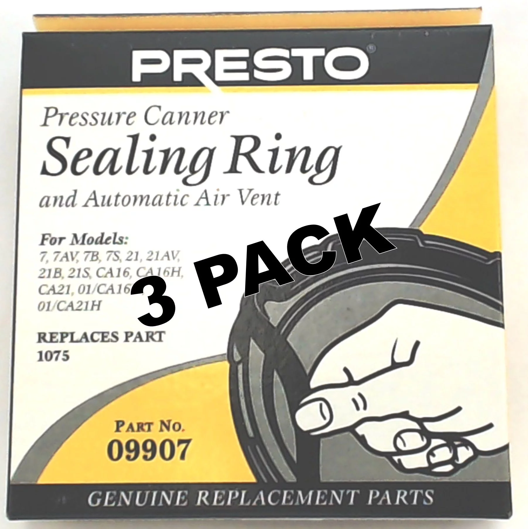 3 Pk, Presto Pressure Cooker Sealing Ring Gasket 09907