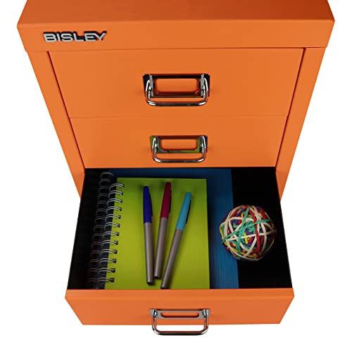 Bisley 10-Drawer Steel MultiDrawer Cabinet - Black, Chrome Pull Handles with Label Holders, Powder-Coated Steel, Removable Drawers, Fits Under Most Desks, Labels Included