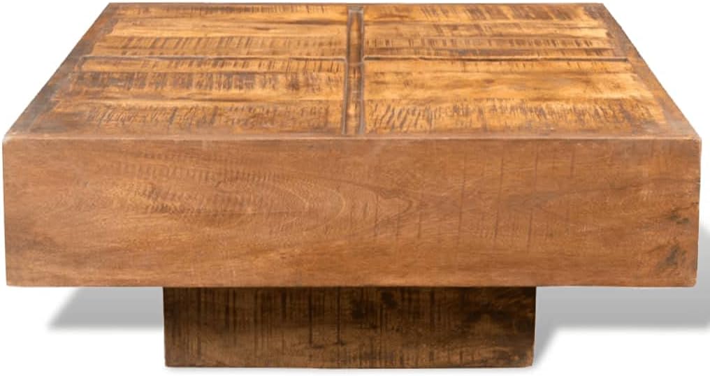Cocktail Table,Rustic Style,Living Room Coffee Table,Coffee Table Brown Square Solid Mango Wood