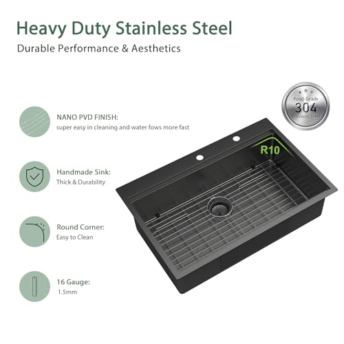 25 Inch Utility Laundry Sink Drop In 16 Gauge Stainless Steel Single Bowl Laundry Room Sink Laundry & Utility Room Kitchen Sinks 25