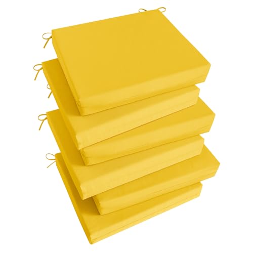 Basic Beyond Outdoor Chair Cushions Set of 4, Square Corner Outdoor Cushions for Patio Furniture, Water Resistant Patio Chair Cushions with 2 Ties, 18.5x16x3, Navy