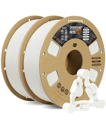 OVERTURE PETG 3D Printer Filament 1.75mm, Neatly Wound Durable PETG 2kg Spool (4.4lbs), Strong Toughness Filament, Dimensional Accuracy +/- 0.02mm, Fit Most FDM Printers (Black (2-Pack))