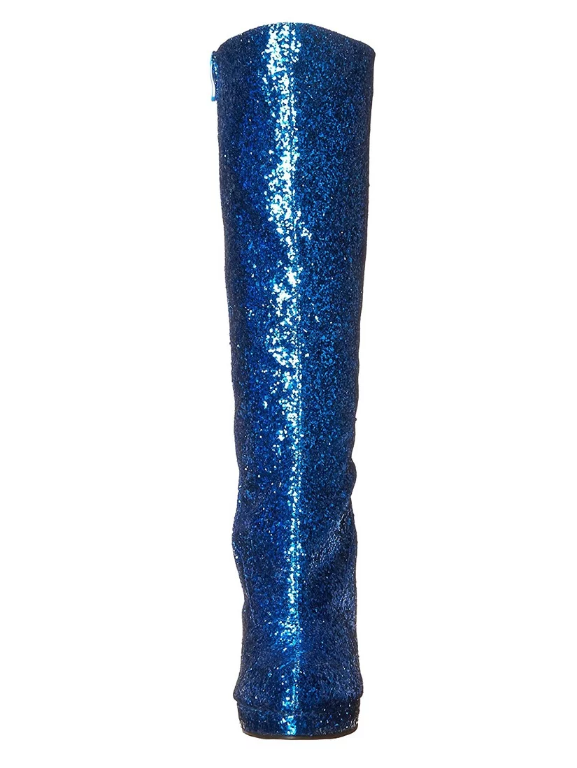Ellie Shoes E-421-Zara 4 Knee-High Boot with Glitter Blue / 9