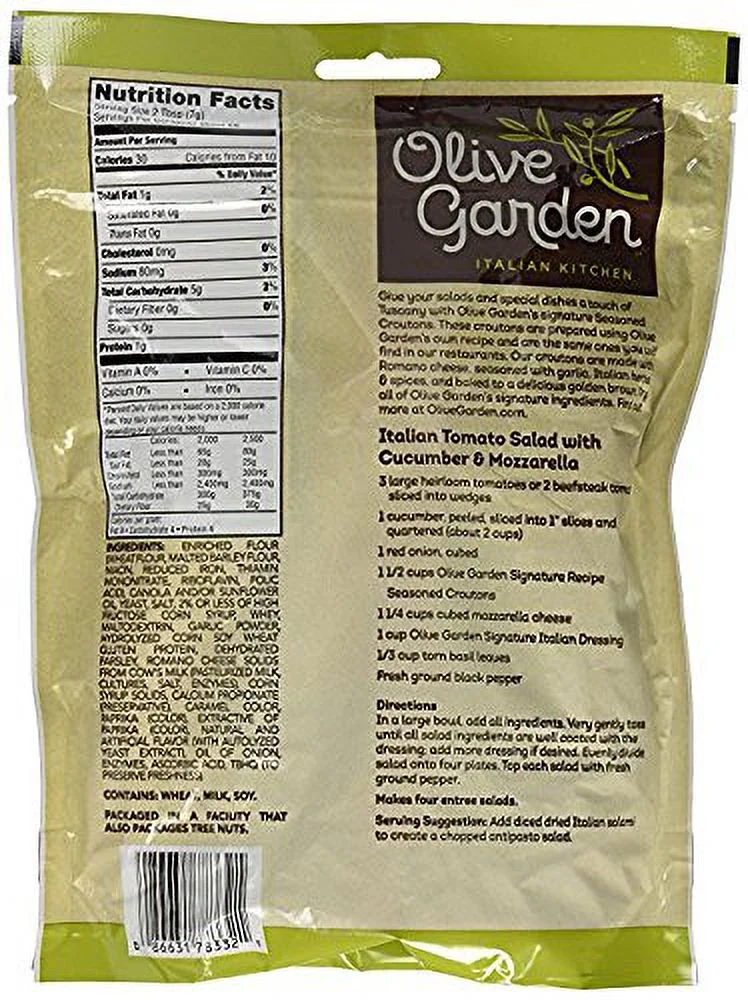 Olive Garden, Seasoned Croutons, Garlic and Romano, 5 Ounce Bag (Pack of 3)