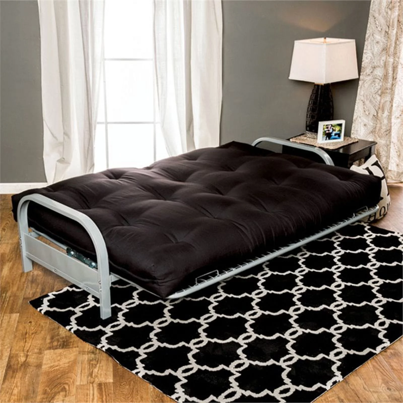 Furniture of America Brocko Fabric 8-Inch Innerspring Futon Mattress in Black