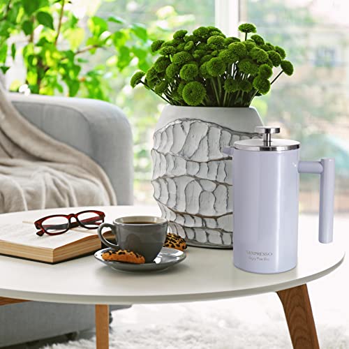 Mixpresso Stainless Steel French Press Coffee Maker 27 Oz 800 ml, Double Wall Insulated French Press Stainless Steel, Easy Clean Tea Brewer, Easy Press Durable Metal Coffee Press