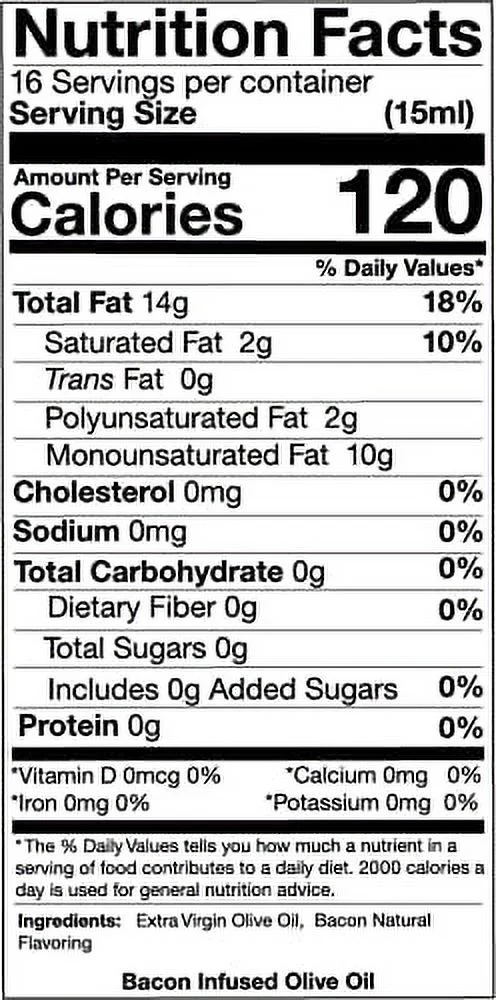 In Love Gourmet Bacon Natural Flavor Infused Olive Oil 250ML/8.5oz Best Bacon Oil Choice for Meats, Veggies, Popcorn & Breads