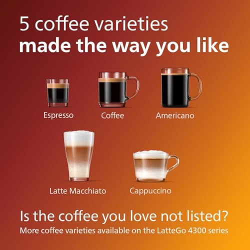 PHILIPS 4400 Series Fully Automatic Espresso Machine – 12 Hot & Iced Coffees, Quick-to-Clean LatteGo Milk System, SilentBrew, QuickStart, Ceramic Grinder, Black Chrome (EP4444/90)