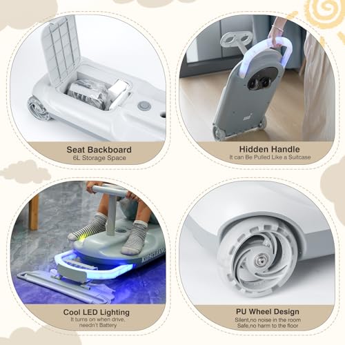 Electric Go Kart with Cleaning Fun for Ages 3 Years and Up Kids, Electric Wiggle Car with 4 Hours of Long-Lasting Battery Life 12v 0-5mph Adjustable Speed,Silent PU Wheels (GK518)