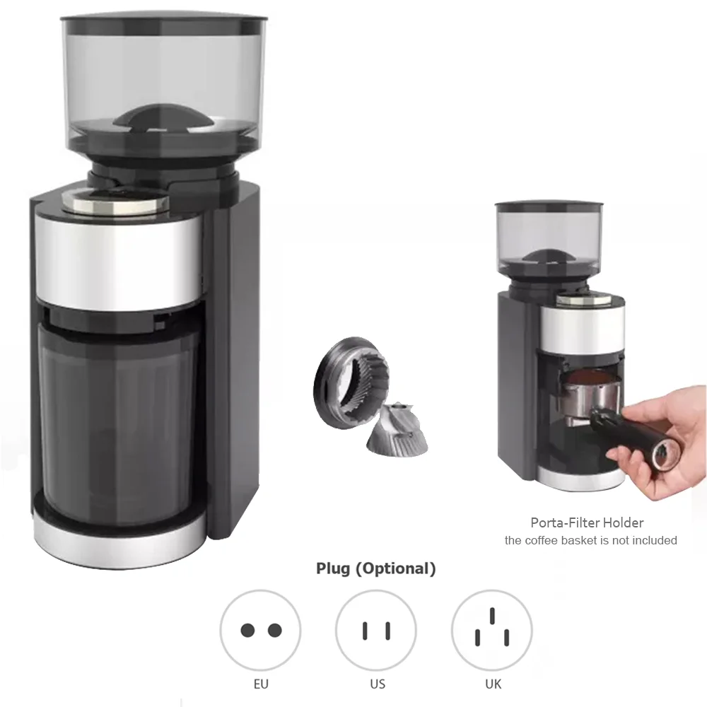 Suzicca Electric Burr Coffee Grinder Adjustable Automatic Conical Burr Mill Coffee Bean Grinder with 25 Grind Setting for 2-12 Cups Capacity French Press Drip Coffee and Espresso Black