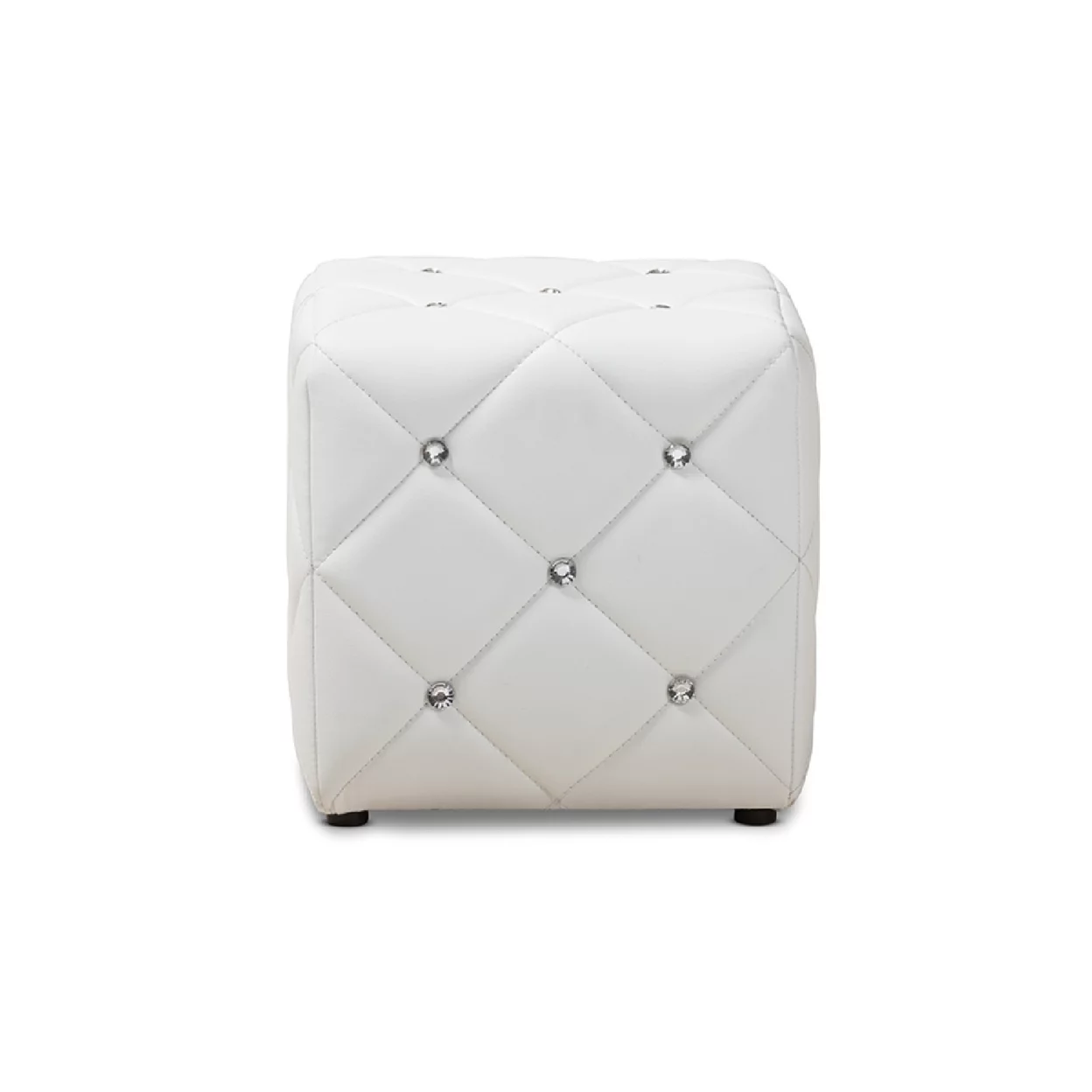 Baxton Studio Stacey Modern and Contemporary White Faux Leather Upholstered Ottoman