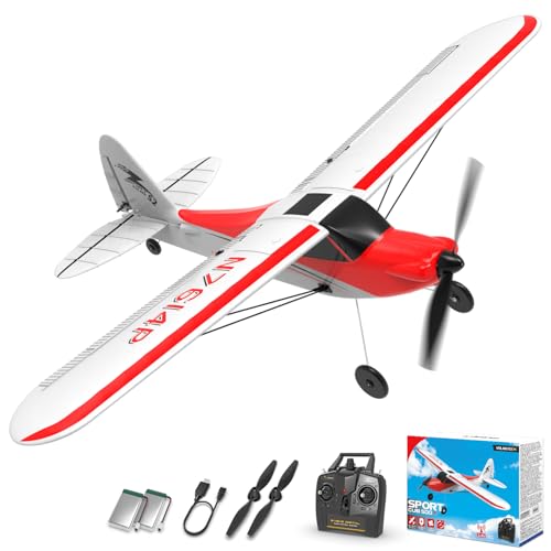 VOLANTEXRC RC Plane Trainer Sport Cub 4CH Remote Control Airplane with Prop Saver, 6-Axis Gyro Stabilizer & 3 Modes to Fly, Radio Controlled Aircraft RTF for Beginners, Kids and Adults (500mm,Red)