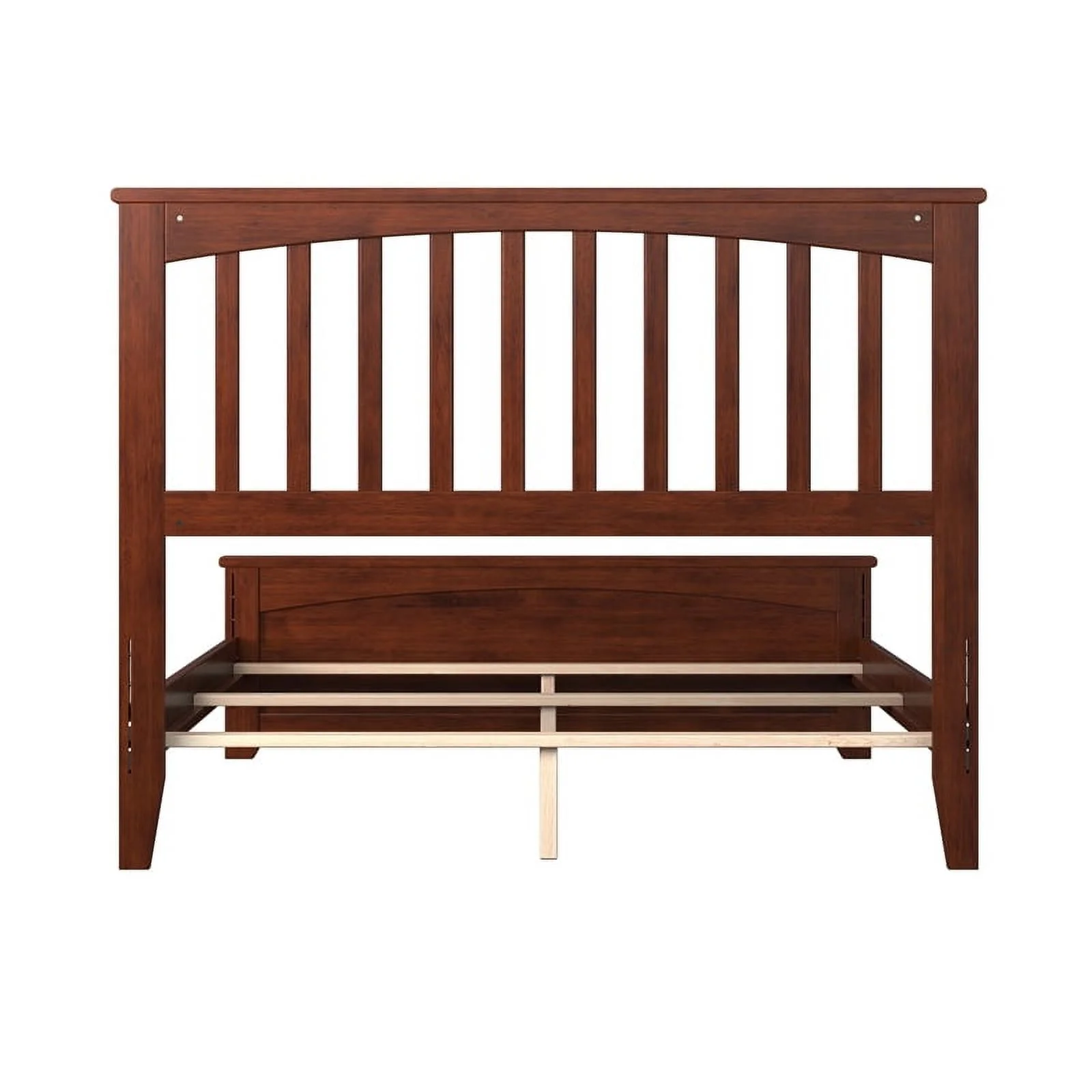 Leo & Lacey Farmhouse Solid Wood Full Spindle Bed with Headboard in Walnut