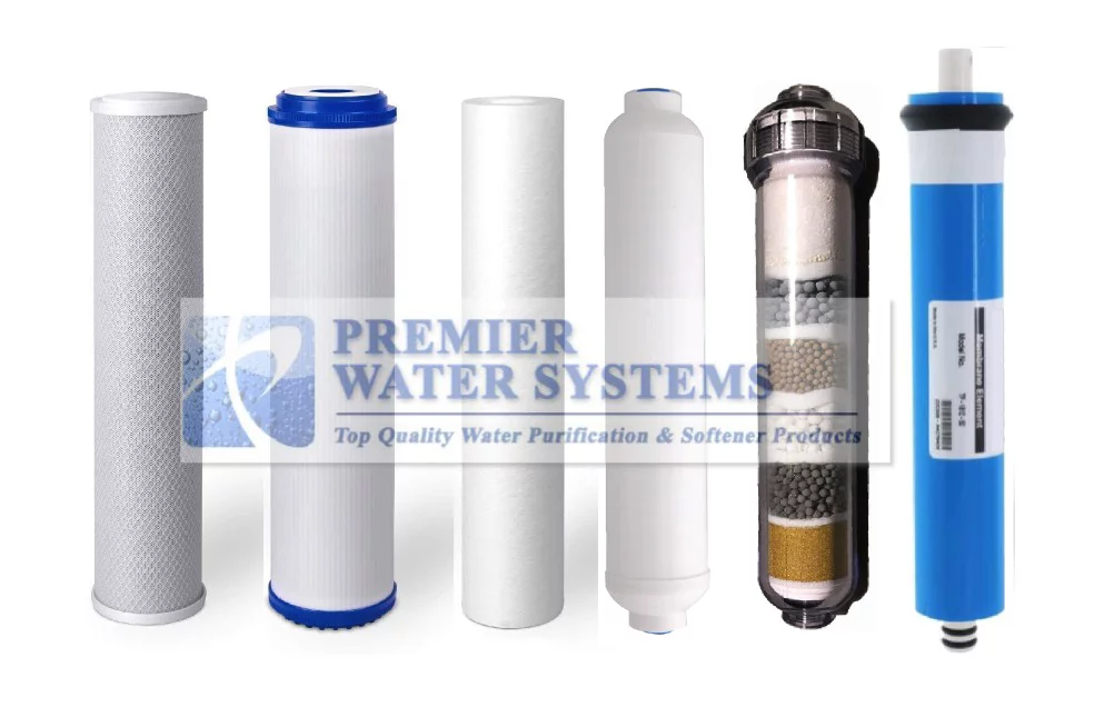 Replacement Water Filter Set for 6 Stage Alkaline Reverse Osmosis Filtration Systems: 150 GPD RO Membrane + Alkaline Filter