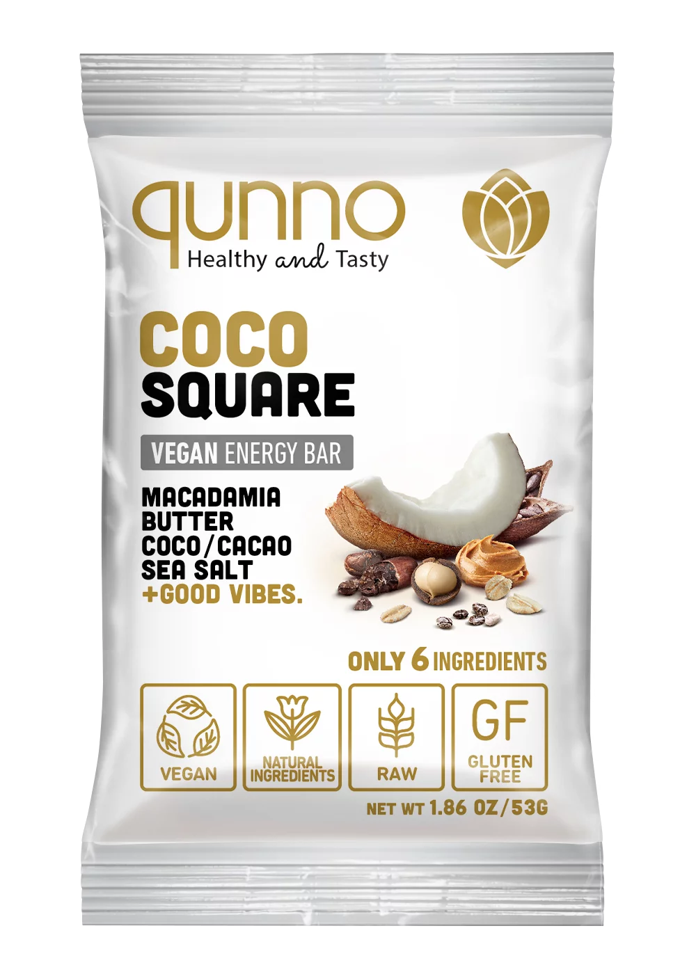 Qunno Coco Square (Pack of 12) Vegan Bars / Protein Bars / Energy Bars