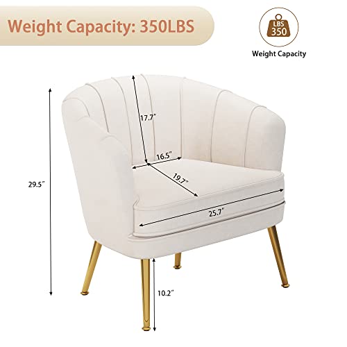 Andeworld Velvet Accent Chair, Upholstered Modern Single Sofa Side Chair,Comfy Barrel Club Living Room Armchair with Golden Metal Legs for Bedroom Living Reading Room Office, Green