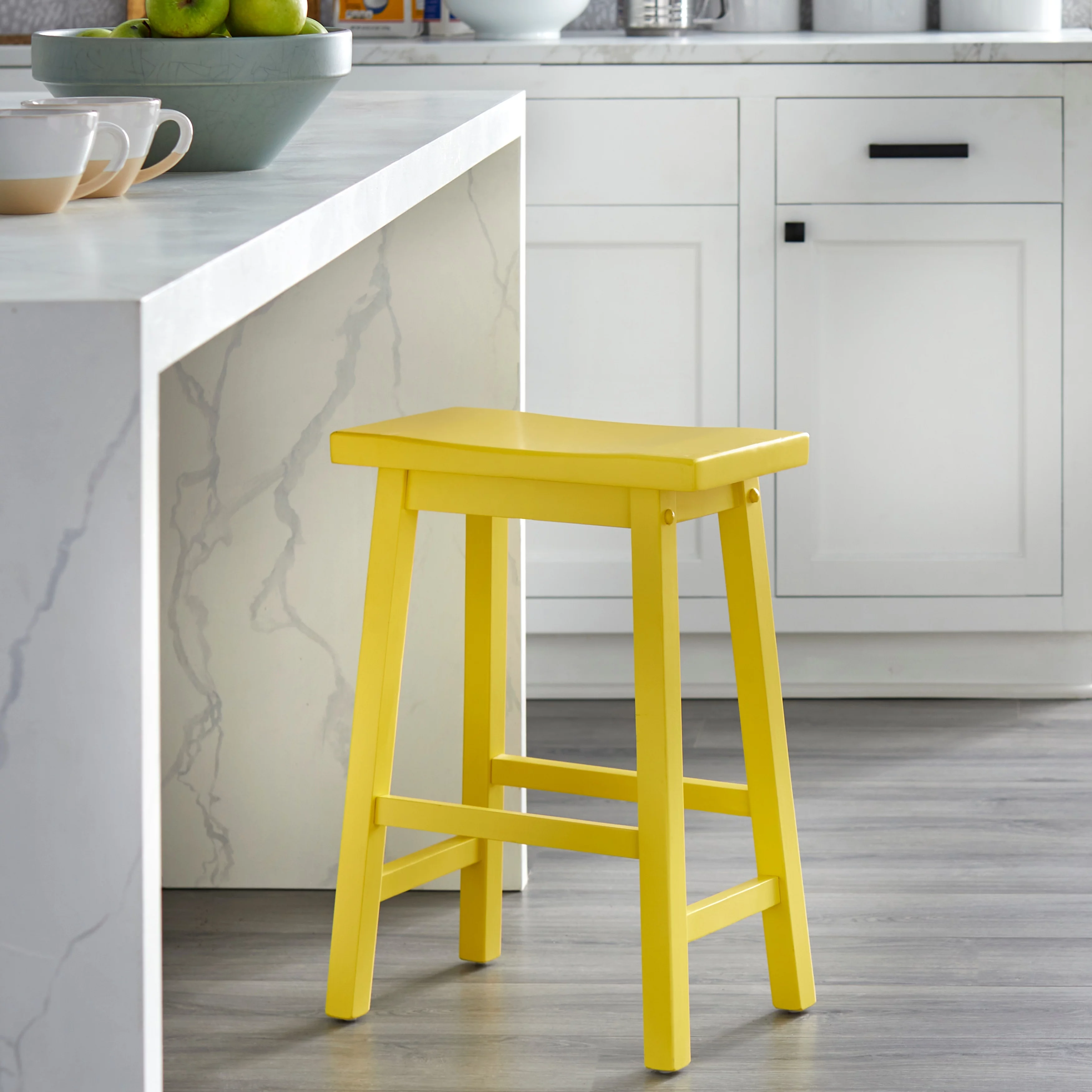 Simple Living  Arizona 24-inch Solid Wood Counter Height Saddle Stool Yellow Stained