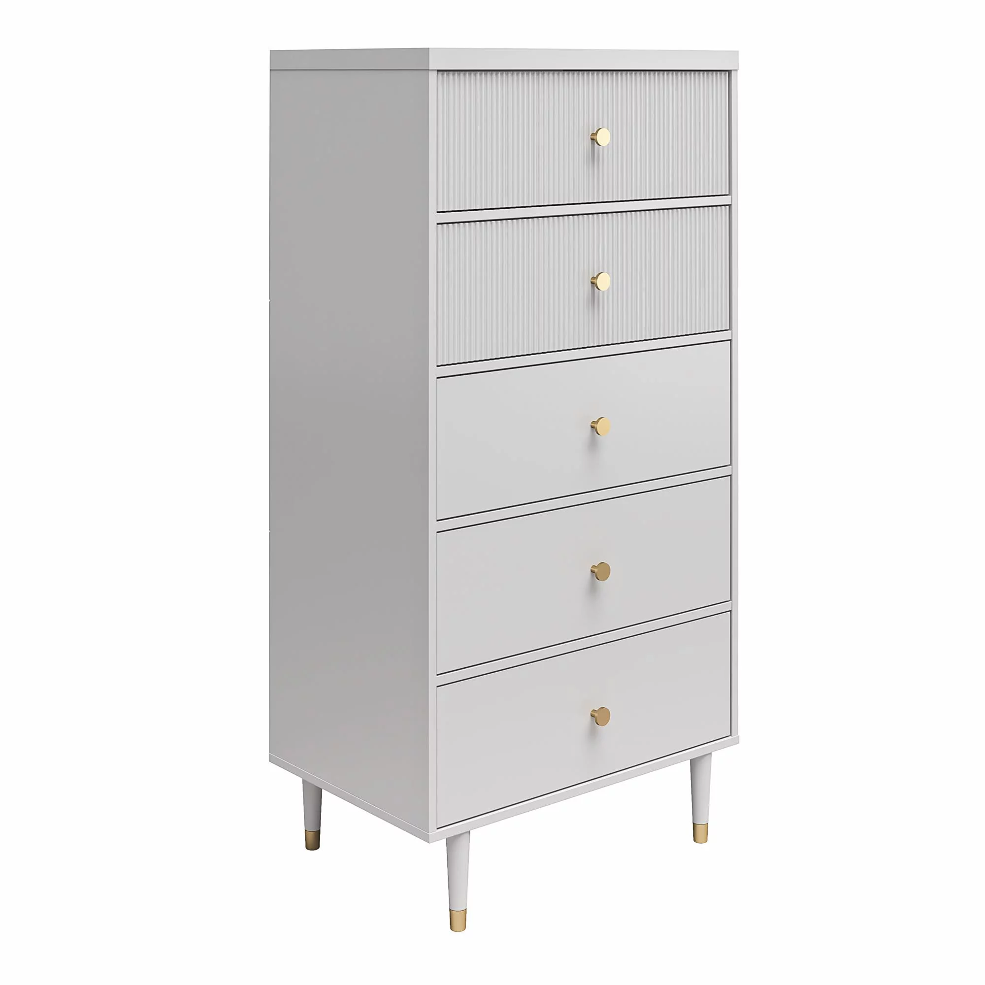 CosmoLiving by Cosmopolitan Elizabeth 5 Drawer Dresser, Dove Gray