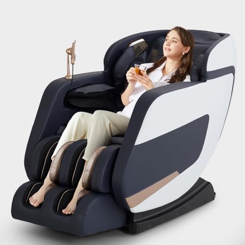 4D Massage Chair Full Body|Zero Gravity Shiatsu Massage Chairs Recliner with Heated SL Track Bluetooth Speaker Airbag Yoga Stretch, Foot Roller (Black)