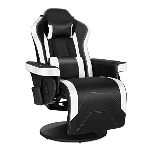 Modern-Depo Gaming Recliner Chair with Speakers, Massage, High Back, Cupholder, Headrest, Lumbar Support, Ergonomic Video Computer Chair with Adjustable Backrest and Footrest, Black Blue