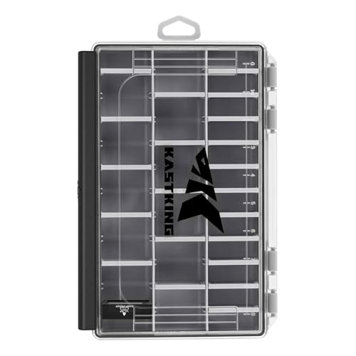 KastKing HyperSeal Waterproof Tackle Box, 3600 and 3700 Tackle Trays, Fishing Tackle Box Organizer with Removable Dividers, Lure Box and Terminal Tackle Storage,Black
