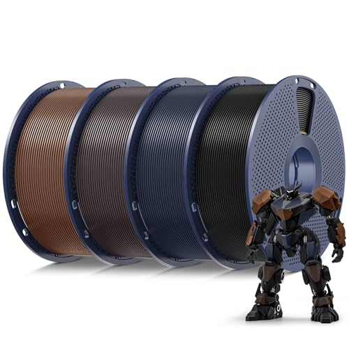 SUNLU 4kg PLA 3D Printer Filament Bundle, Neatly Wound PLA Filament 1.75mm ±0.02mm, Individually Vacuum Packed, 4kg in Total, 1kg per Spool, 4 Pack, 4000g, 4Black