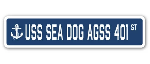 USS SEA DOG AGSS 401 Street Sign us navy ship veteran sailor gift