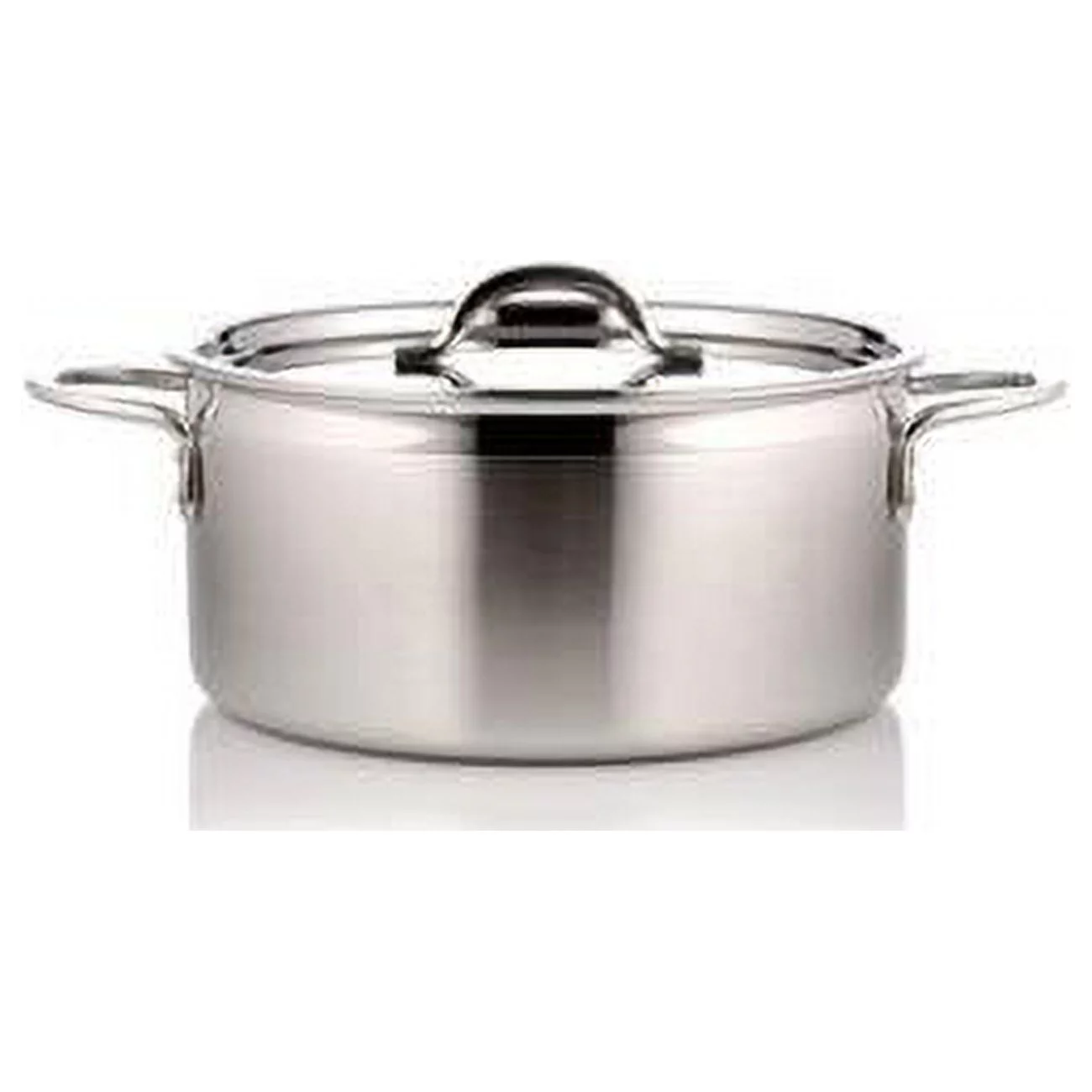 7 in. dia. Country French Two Tone Stainless Steel Pot with Cover & 2 Round Handles - 1 quart - 22 oz
