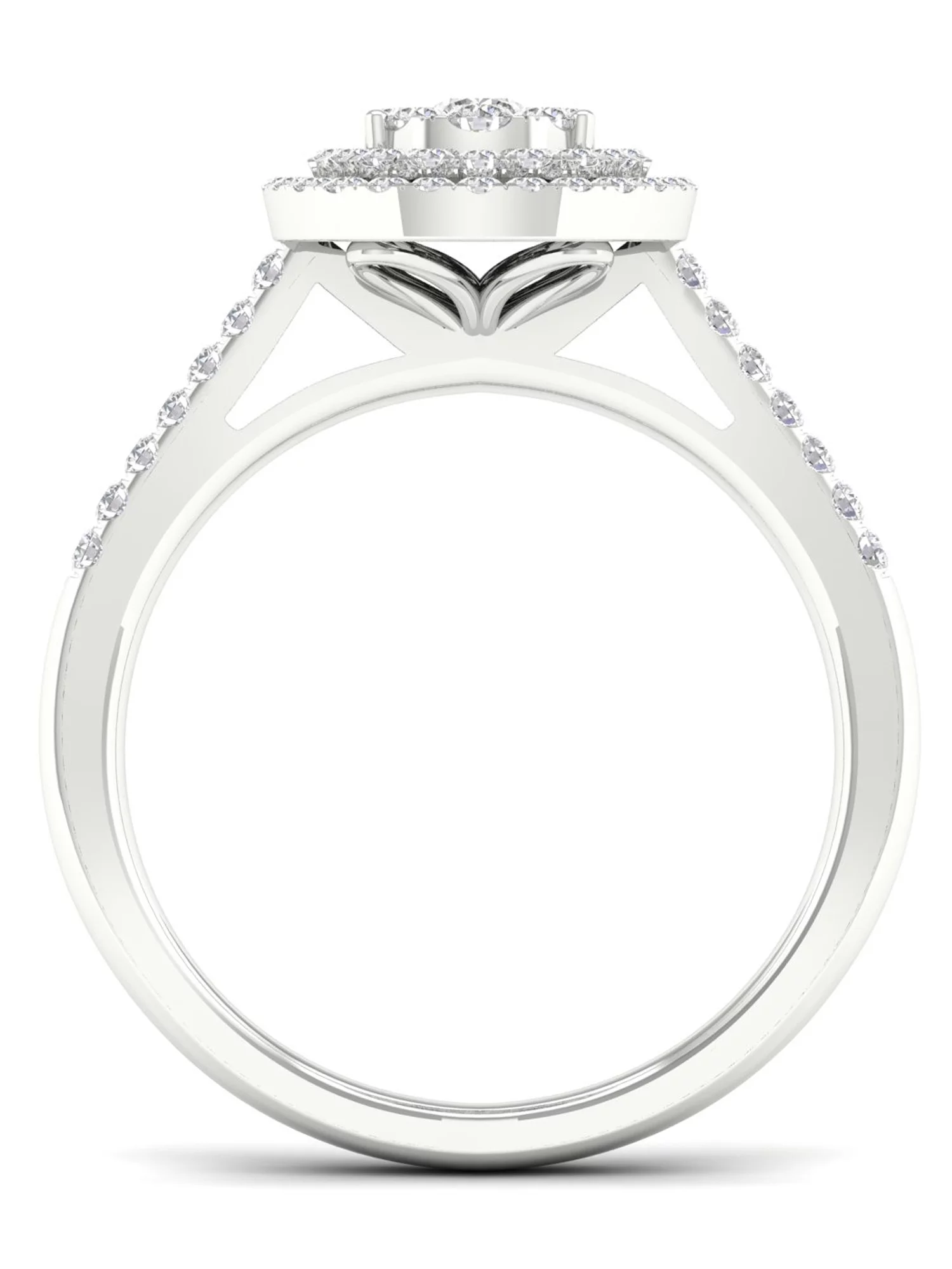 Imperial 5/8Ct TDW Diamond S925 Sterling Silver Pear Shape Cluster Halo Bridal Set (I-J, I2)