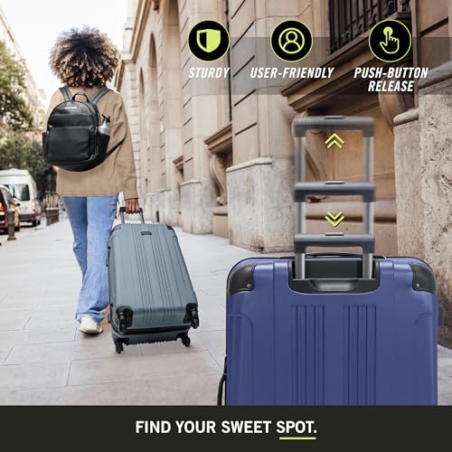 Kenneth Cole REACTION Out of Bounds Lightweight Hardshell 4-Wheel Spinner Luggage, Cobalt Blue, 20-Inch Carry On