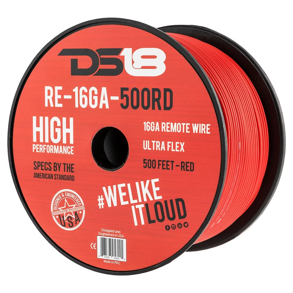 16 Gauge 500' Feet Red Primary Remote Wire 12V Auto Wiring Cable AWG Ultra Flex Spool