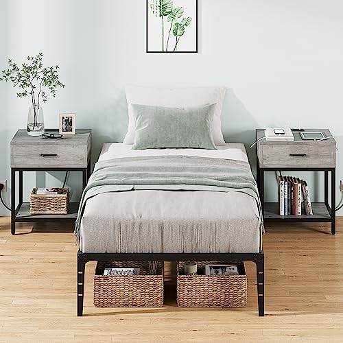 IDEALHOUSE Low Bed Frame, 6 Inch Metal Platform Twin Bed Frame, Heavy Duty Low Profile Bed Frame No Box Spring Needed, Mattress Foundation with Steel Slats Support