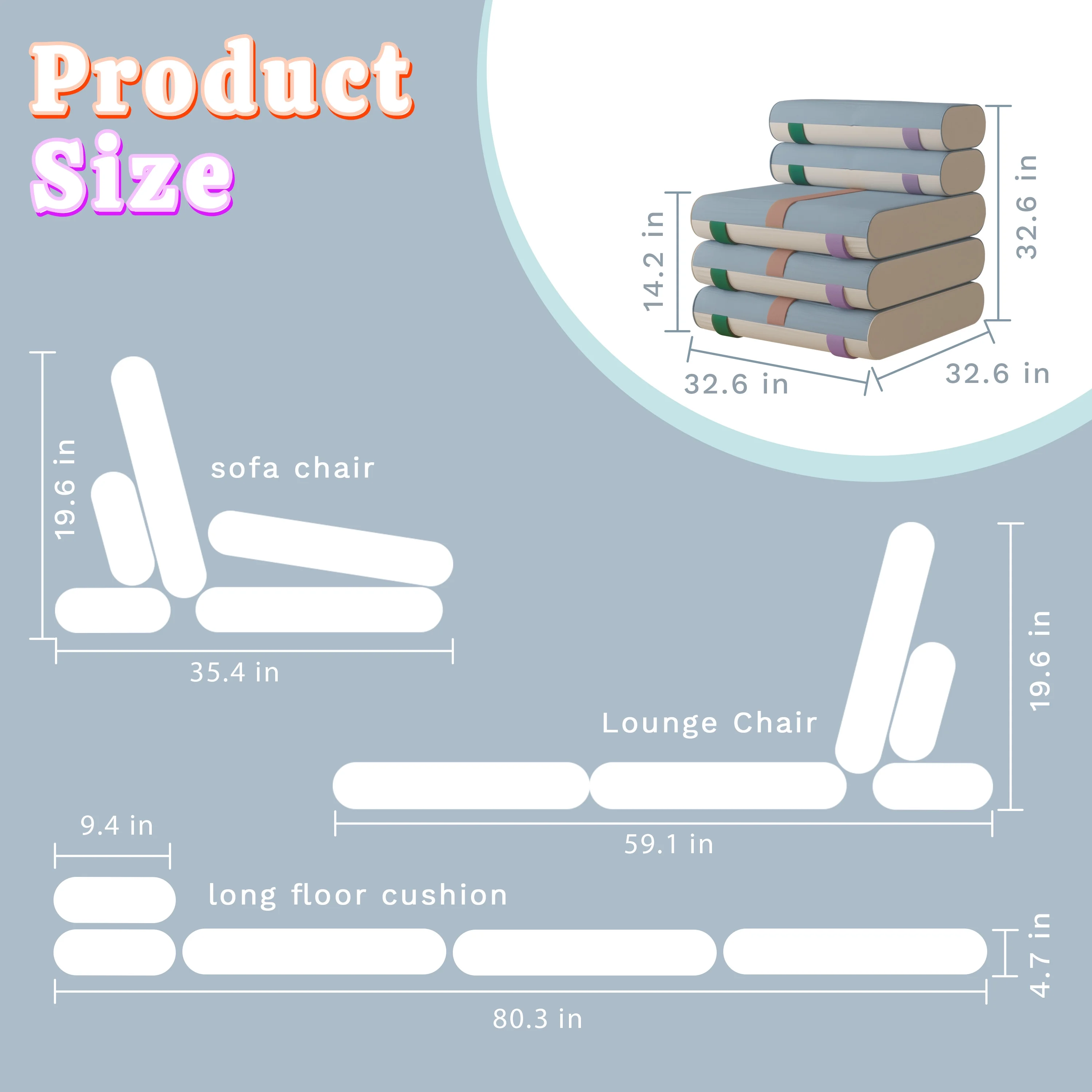 Rounuo Floor Pillow Cushion Folding Sofa Bed Couch Sofa Convertible Sofa Bed Chair Floor Mattress Multifunctional Day Bed Futon Couch Folding Reclining Chair Creative Mat Cushion Seating