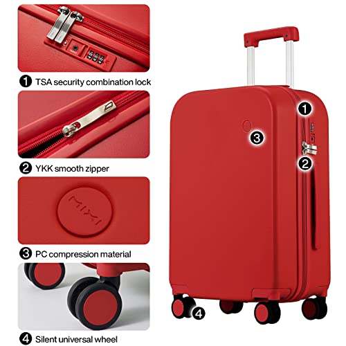 mixi Upgrade Carry on Luggage 14 Inch Underseat Personal Item Suitcases with Spinner Wheels, Hardside Rolling Suitcase PC with TSA Lock Lightweight Travel Case, Fine Grid Black