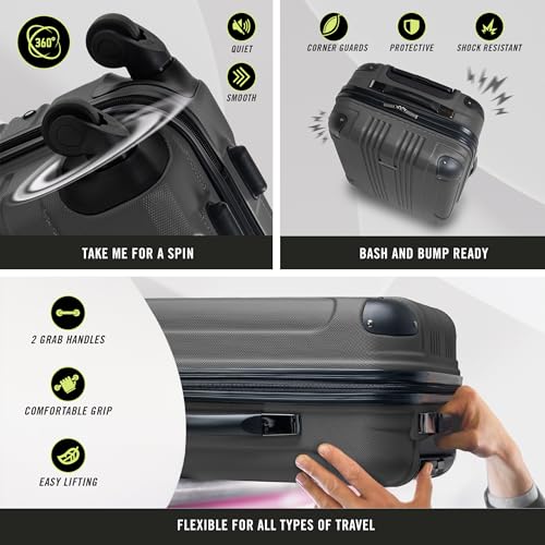 Kenneth Cole REACTION Out of Bounds Lightweight Hardshell 4-Wheel Spinner Luggage, Cobalt Blue, 20-Inch Carry On