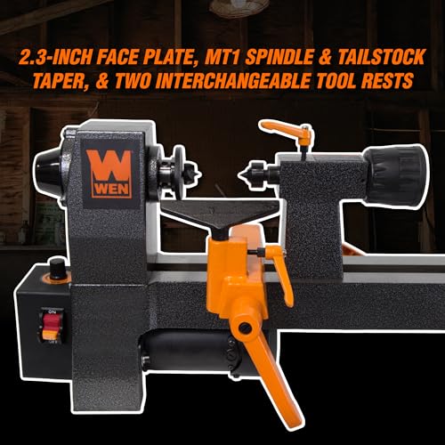 WEN Mini Benchtop Wood Lathe, 8-Inch by 13-Inch with Variable Speed (LA3421)